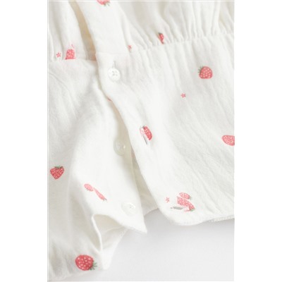 White Embroidered Strawberries Bloomer Romper (0mths-2yrs)