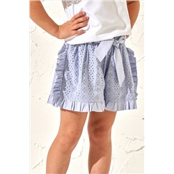 Angel & Rocket Blue Cleo Frill Broderie Shorts