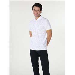 Белая мужская футболка-поло с коротким рукавом стандартного кроя