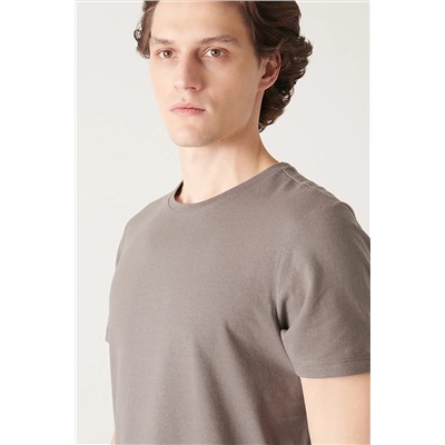 Мужская антрацитовая футболка из 100% хлопка, дышащая, с круглым вырезом, стандартного кроя E001000