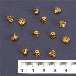 Шапочки для бусин 6*5*3 мм 7 гр золото