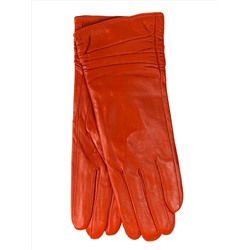 Женские демисезонные перчатки из натуральной кожи, цвет оранжевый