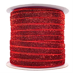 Лента бархатная голографическая 10 мм (красный) 16