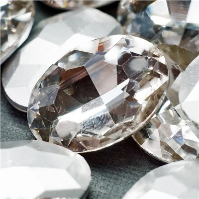 Кабошон стекло Кристалл, овальный, цвет Crystal, 25х18 мм