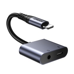Аудиоконвертер Joyroom SY-L01 Audio-Transfer Series 2-in-1 Audio Adapter (Lightning to 3.5mm+Lightning) - Black (Call Version)