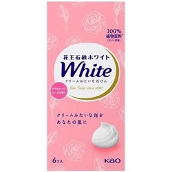 KAO Натуральное увлажняющее туалетное мыло "White" со скваланом (роскошный аромат роз) 85 г х 6 шт. / 20