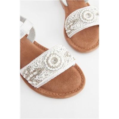 Beaded Leather Occasion Sandals