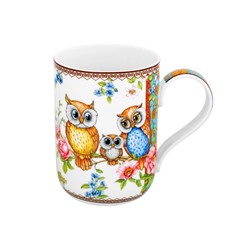 Кружка 400 мл 11,5*7,5*10,5 cм "Совушки" NEW BONE CHINA