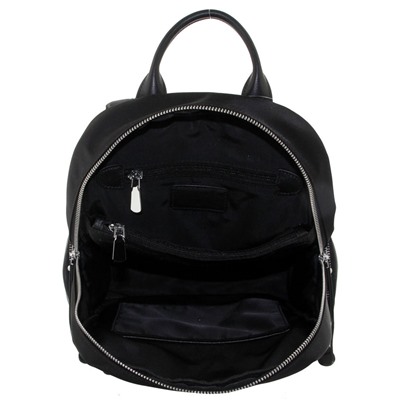 Рюкзак натуральная кожа с плащевой Оксфорд, с карманами LMR 22632-1j, черный