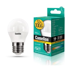 Нарушена упаковка!   Светодиодная лампа E27 12W 3000К (теплый) G45 Camelion LED12-G45/830/E27 (13694)