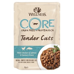 Влажный корм CORE TENDER CUTS для кошек, курица/лосось, нарезка в соусе, пауч, 85 г