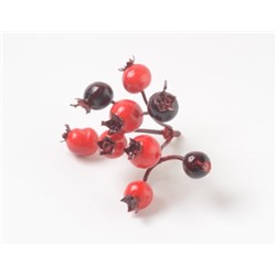 Искусственные цветы, Ветка с ягодами шиповника зонтиком (1010237) красно-черный