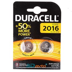 Батарейка CR2016 BL-2 DURACELL комплект 2шт