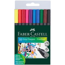 Набор капиллярных ручек Faber-Castell "Grip Finepen" 10цв., 0,4мм, трехгранные, пластик. уп., европодвес