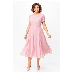 Платье Swallow 741 нежно-розовый+белый горох