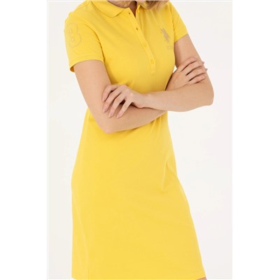 Женское желтое трикотажное платье Неожиданная скидка в корзине