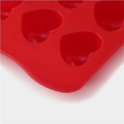 Форма для конфет и шоколада Доляна «Сердечки», силикон, 20,5×10 см, 15 ячеек (3×2,6 см), цвет МИКС