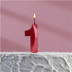 Свеча в торт на шпажке «‎Грань», цифра "1", 5 см, красная