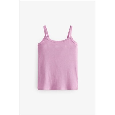 Grey/Pink/White Rib Cami Vest 3 Pack (2-16yrs)