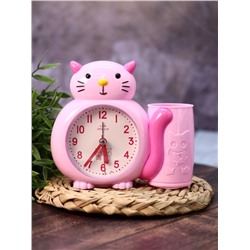 Часы-будильник с подставкой для канцелярии «Kitten», pink