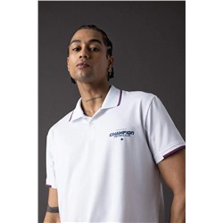DeFactoFit Спортивная футболка-поло стандартного кроя с короткими рукавами и принтом