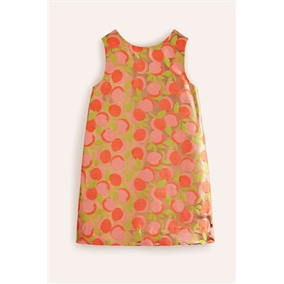 Boden Peach Bow Back Metallic Dress