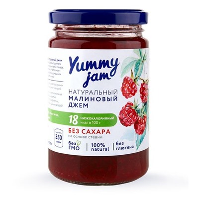 Джем низкокалорийный Yummy Jam малиновый, ст.б, 350г.