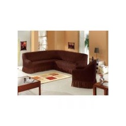 Комплект чехлов на мебель угловой диван + кресло шоколад