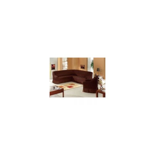 Комплект чехлов на мебель угловой диван + кресло шоколад