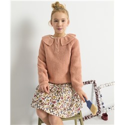 PULL COL CLAUDINE FILLE EN TRICOT ROSE