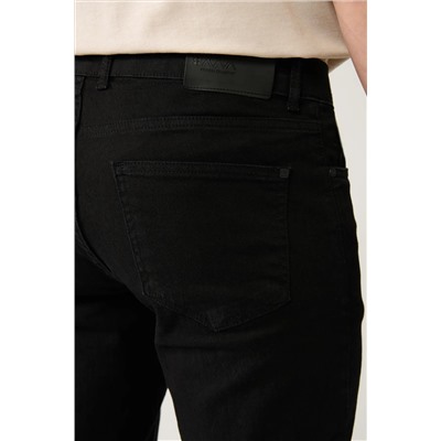 Мужские черные винтажные стираные джинсовые брюки прямого покроя "Москва" E003514