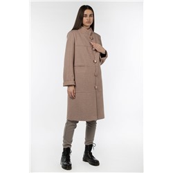 01-10810 Пальто женское демисезонное Микроворса бежево-розовый