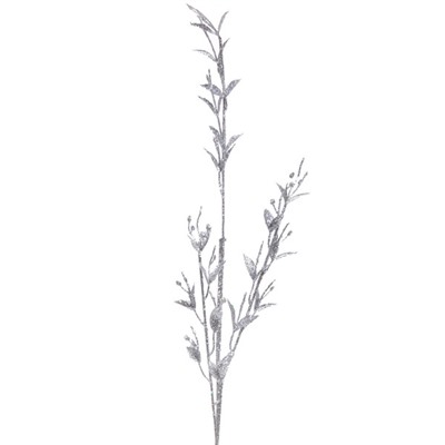 Ветка декоративная "Сказочные блики" 65 см, Серебро