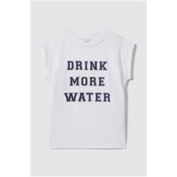 Reiss Tereza Slogan Crew Neck T-Shirt