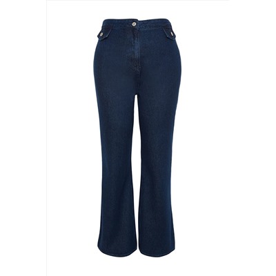Темно-синие джинсы широкого кроя с клапаном на кармане TBBAW24CJ00052