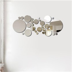Наклейки интерьерные "Пузырьки", зеркальные, декор на стену, d от 2 до 15 см, 32 эл