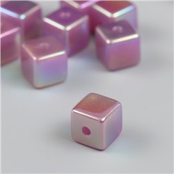 Бусина для творчества пластик "Кубик. Перламутровый блеск" фиолет 1,4х1,4х1,4 см