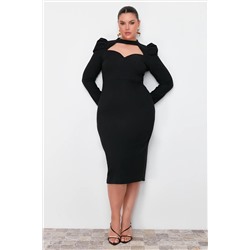 Черное элегантное тканое вечернее платье TBBSS24AH00156
