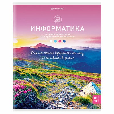 Тетрадь предметная "КЛАССИКА NATURE" 48 л., обложка картон, ИНФОРМАТИКА, клетка, BRAUBERG, 404586