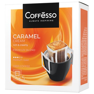 Кофе в дрип-пакетах COFFESSO "Caramel Cream" 5 порций по 10 г, 102540