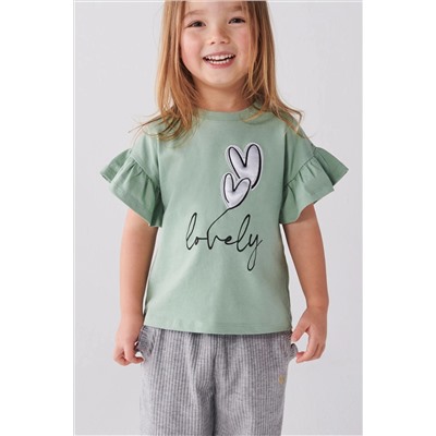 River Island Girls Satin Heart Lovely T-Shirt