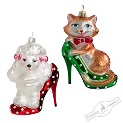 Кошка/Пудель "Любители туфель", ЦЕНА за 1 шт  (стекло) 7,5х4х11,5 см