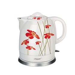 MR-066-RED-FLOWERS Эл.чайники керамика 1,5л (диск.) Maestro