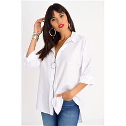 Женская белая рубашка на молнии DY25580