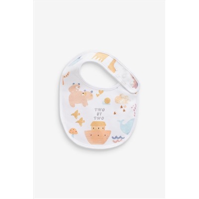 Noah's Ark Print White Regular Bibs 5 Pack