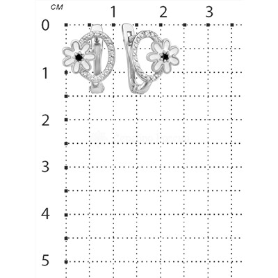 Серьги детские из серебра с эмалью и фианитами родированные - Ромашки 925 пробы 2313001