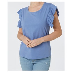 Blaues T-Shirt Janina, Rundhalsausschnitt