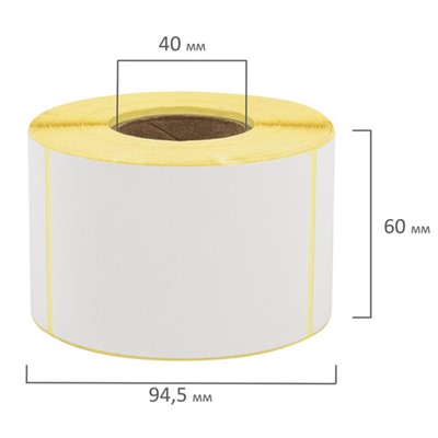 Этикетка ТермоЭко (58х90 мм), 500 этикеток в ролике, светостойкость до 2 месяцев, 112367