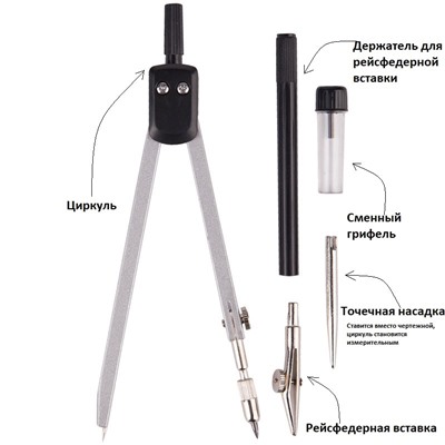 Готовальня ArtSpace 5 предм., циркуль 135мм (227866) в пласт. футляре