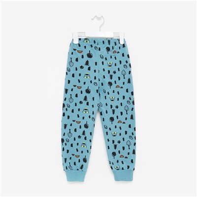 Пижама для мальчика, цвет тёмно-голубой/лес, рост 98 см